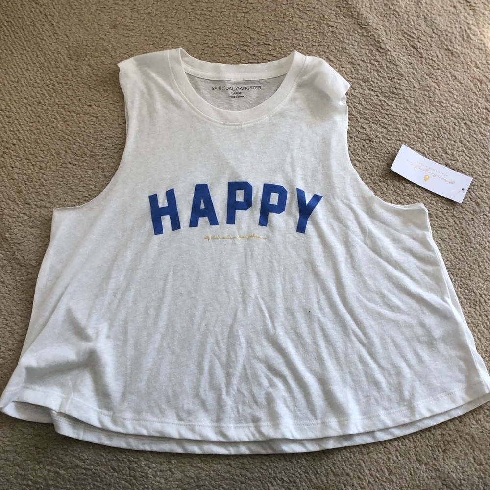 NWT Spiritual Gangster Yoga Workout HAPPY Tank Top